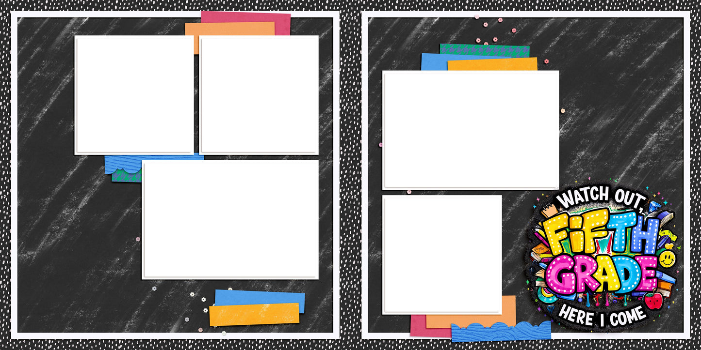 Back to School Girl Collection 2 EZ Quick Pages -  Digital Bundle - 10 Digital Scrapbook Pages - INSTANT DOWNLOAD