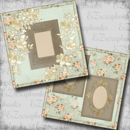 Floral & Lace Green - Scrapbook Layout - 25-564