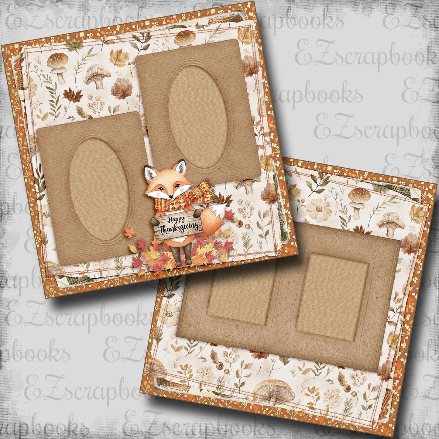 Happy Thanksgiving Fox - Scrapbook Layout - 25-896