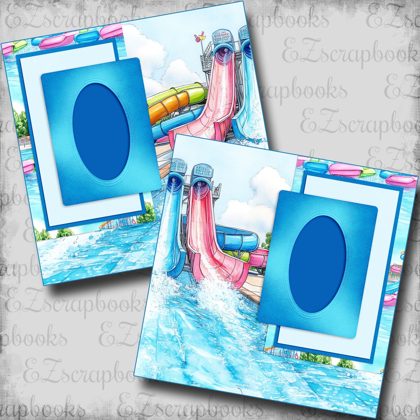 Waterpark Slides - Scrapbook Layout - 25-760