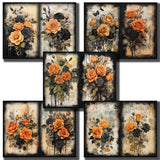 Gothic Orange Roses Journal Pages - 23-7296