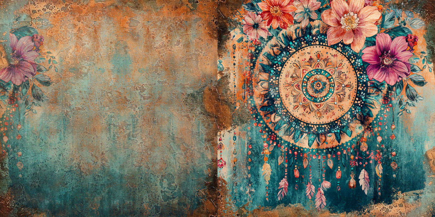 Boho Summer NPM - Set of 5 Double Page Scrapbook Layouts - 25-1040