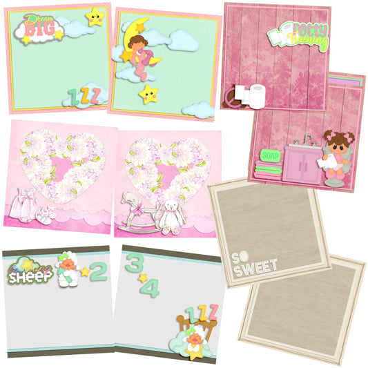 Dream Big Baby Girl NPM - Set of 5 Double Page Layouts - 1458