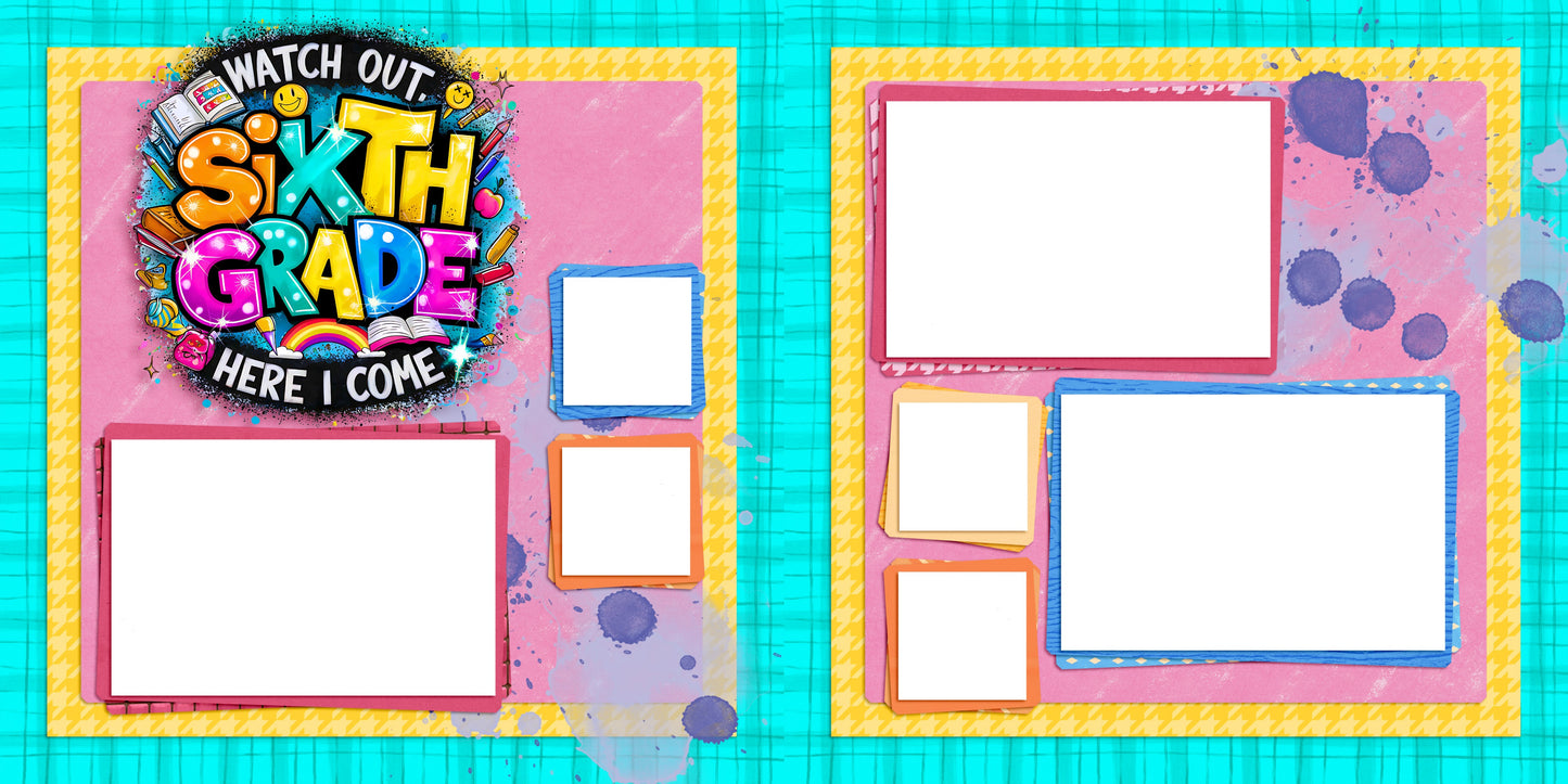 Back to School Girl Collection 2 EZ Quick Pages -  Digital Bundle - 10 Digital Scrapbook Pages - INSTANT DOWNLOAD