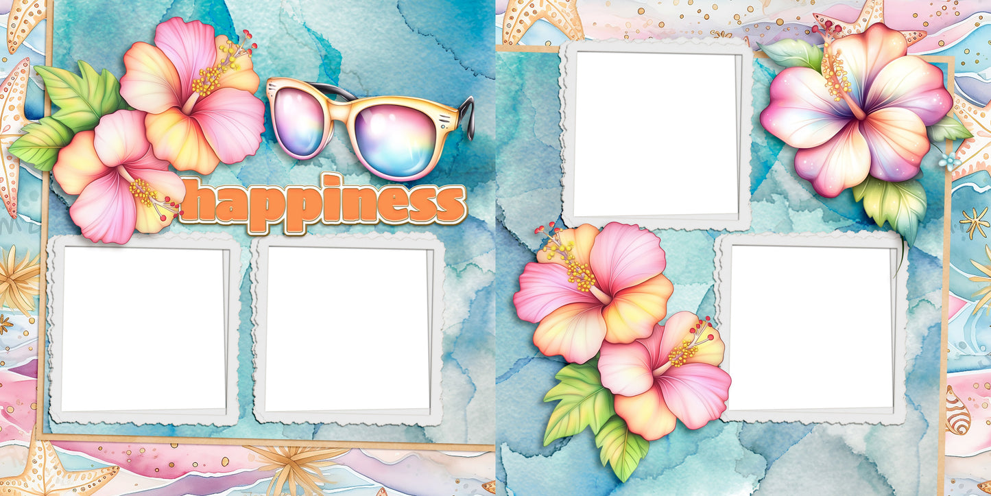 Summer Happiness EZ Quick Pages -  Digital Bundle - 10 Digital Scrapbook Pages - INSTANT DOWNLOAD