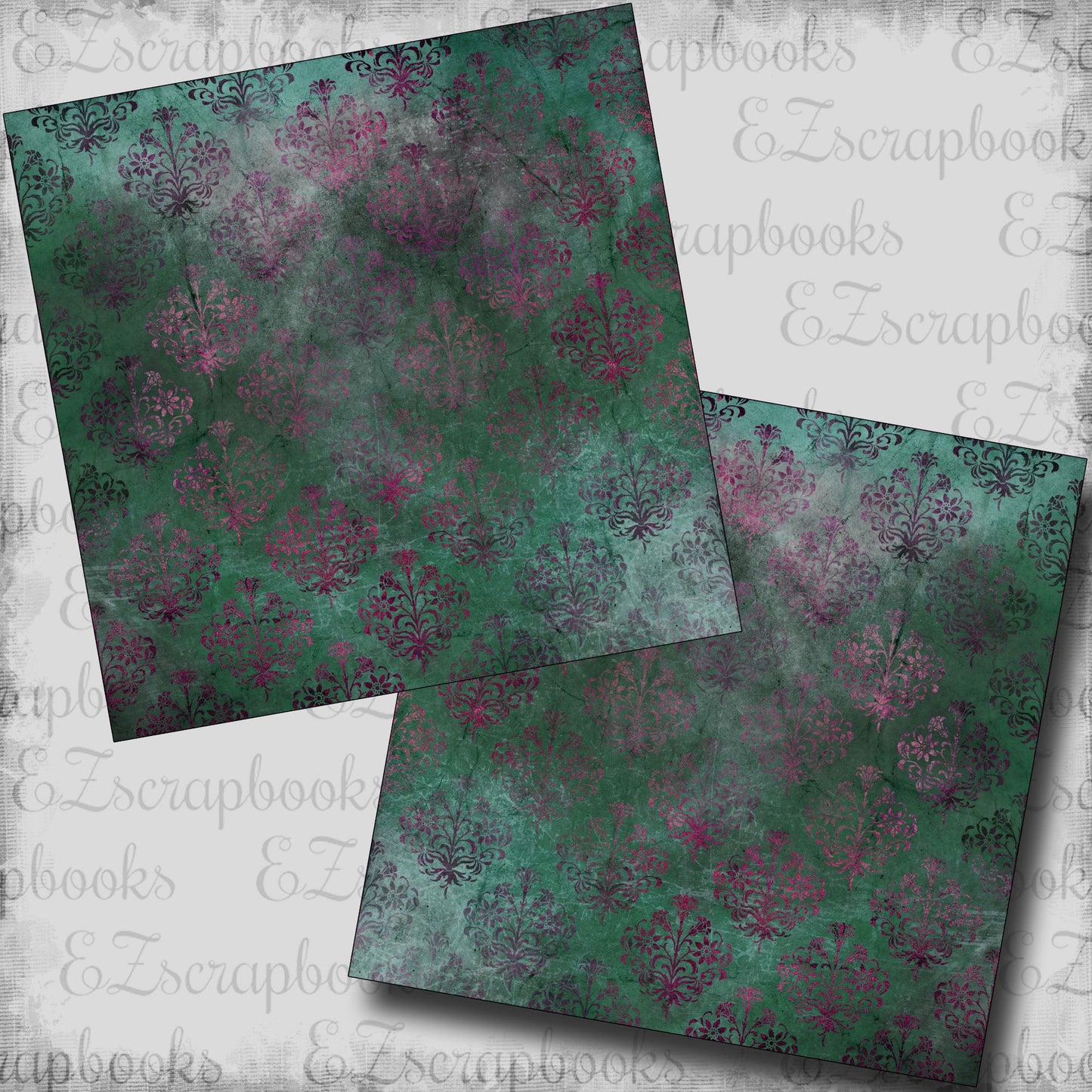 Grunge Damask Teal & Burgundy NPM - 23-029