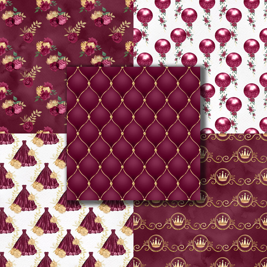 Burgundy Princess 12X12 Paper Pack - 8685