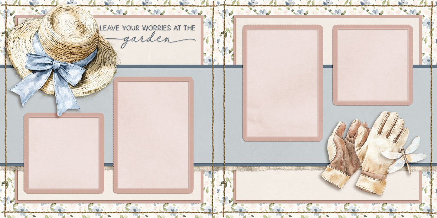 Spring Garden - Set of 5 Double Page Scrapbook Layouts - 25-1030