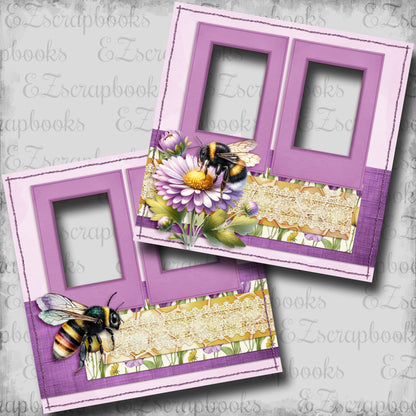 Honeybee Purple - EZ Digital Scrapbook Pages - INSTANT DOWNLOAD