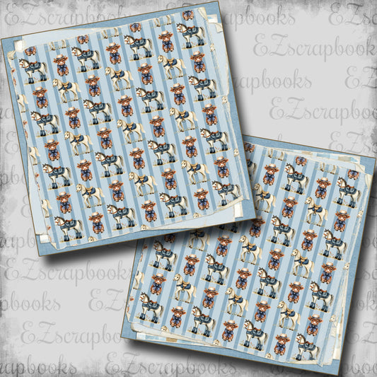 Blue Farm Pattern Stacked NPM - Scrapbook Layout - 25-752