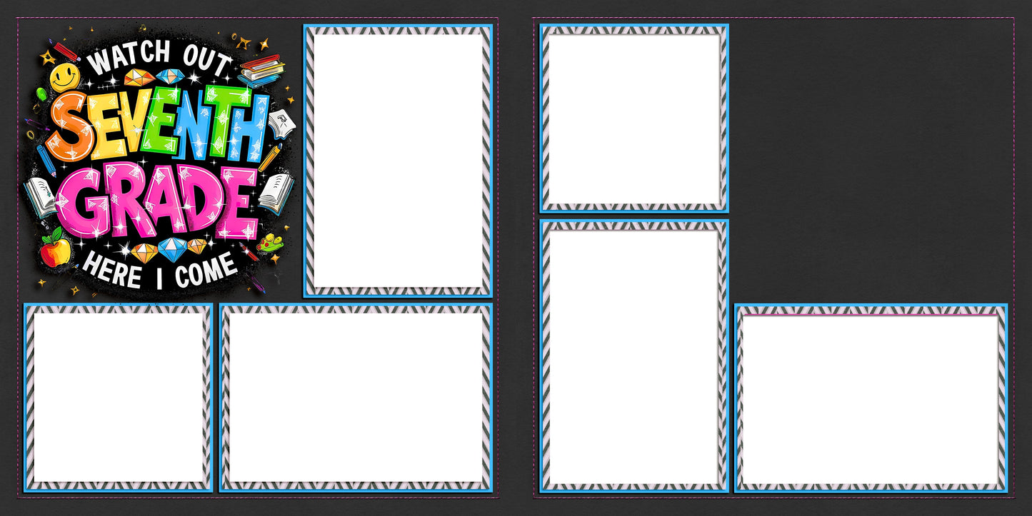 Back to School Girl Collection 2 EZ Quick Pages -  Digital Bundle - 10 Digital Scrapbook Pages - INSTANT DOWNLOAD