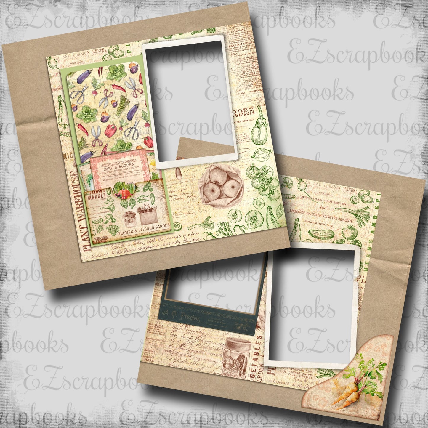 Kitchen Garden - EZ Digital Scrapbook Pages - INSTANT DOWNLOAD