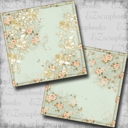 Floral & Lace Green NPM - Scrapbook Layout - 25-565