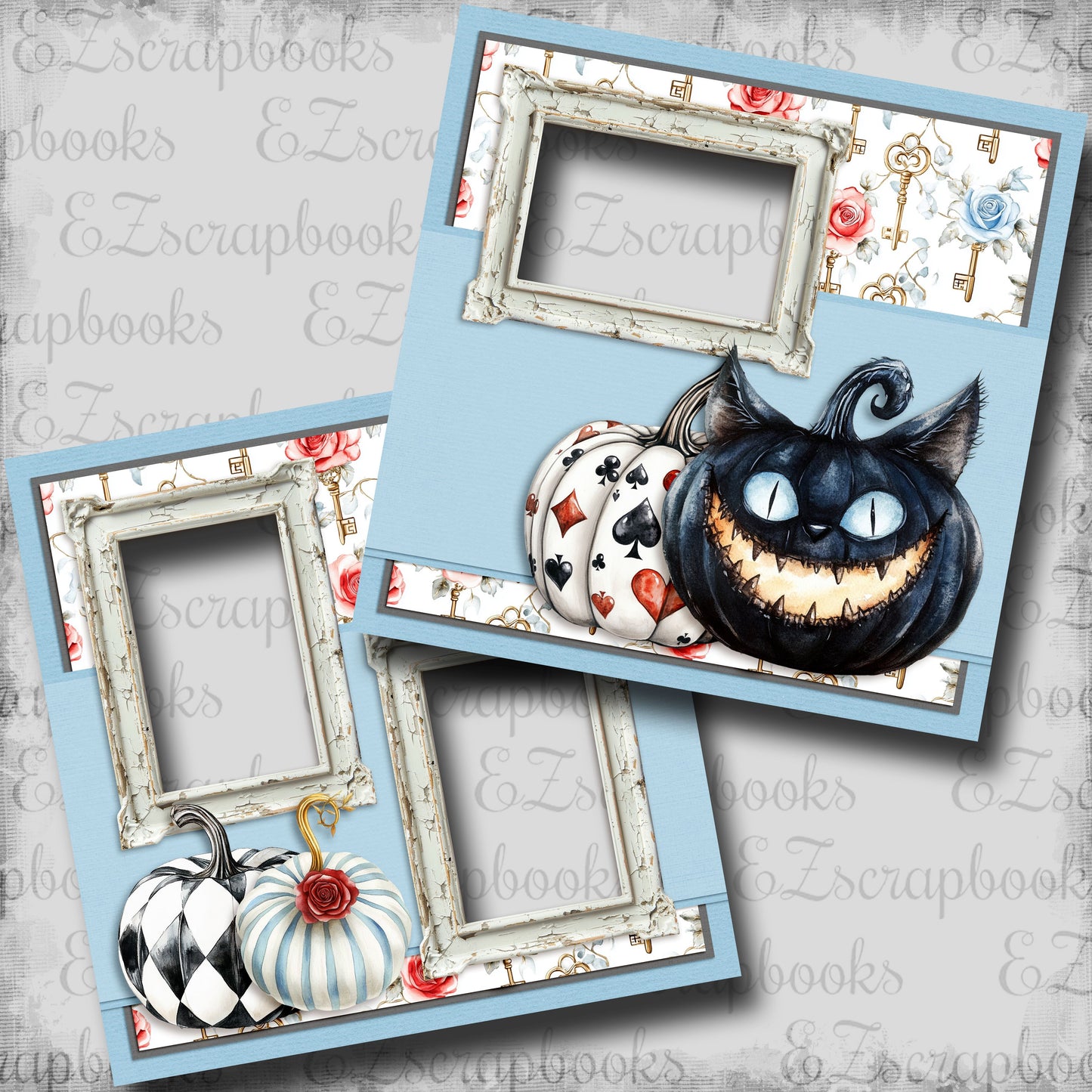 Haunted Alice Pumpkins - EZ Digital Scrapbook Pages - INSTANT DOWNLOAD