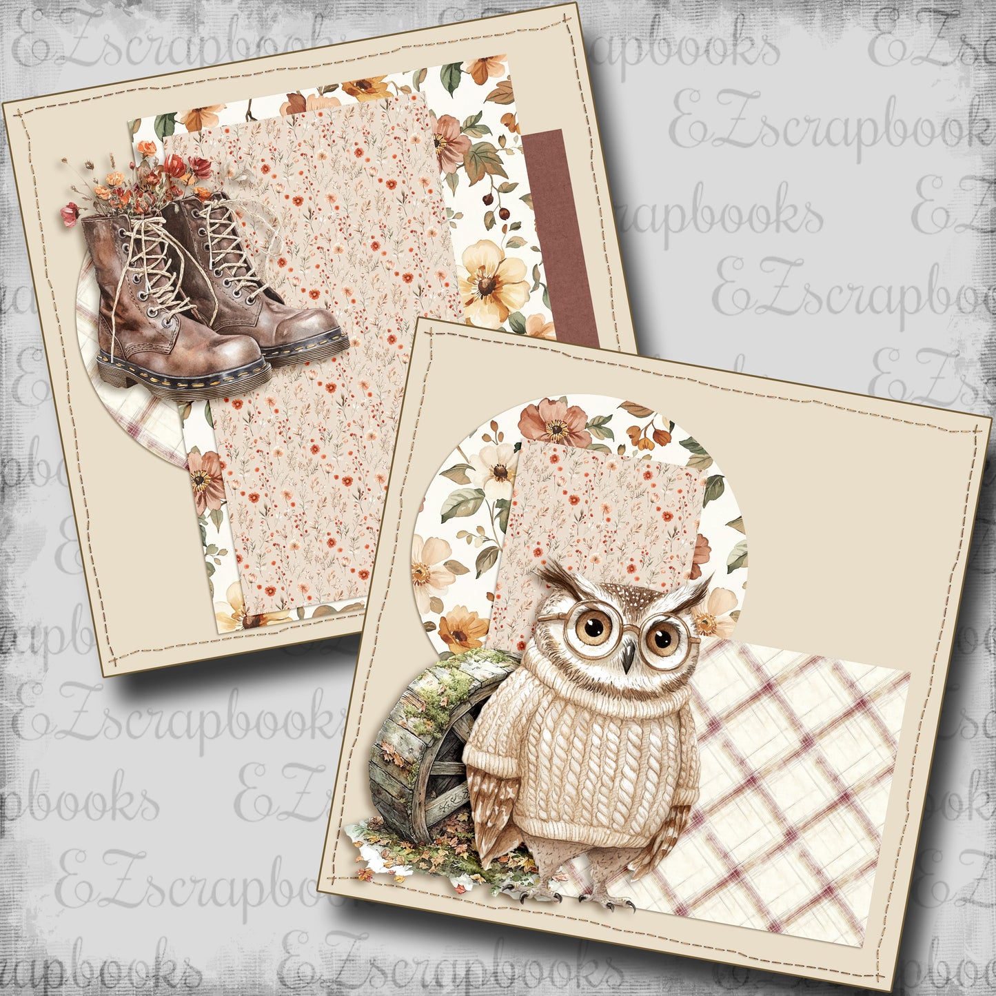Spelling Autumn Owl NPM - Scrapbook Layout - 25-735