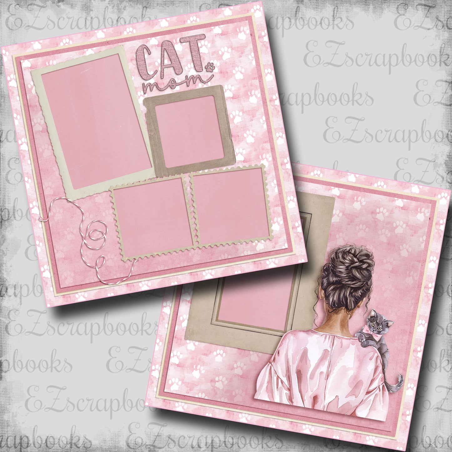 Cat Mom Dark Skin - Scrapbook Layout - 25-058