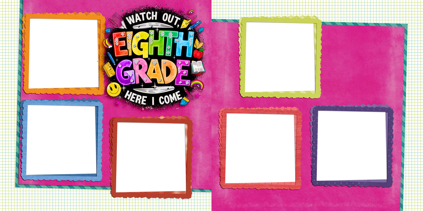 Back to School Girl Collection 2 EZ Quick Pages -  Digital Bundle - 10 Digital Scrapbook Pages - INSTANT DOWNLOAD