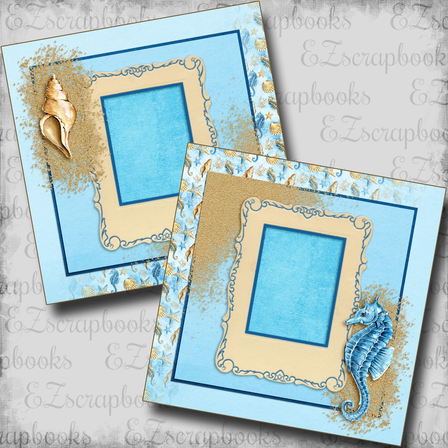 Seashell & Seahorse - Scrapbook Layout - 25-676
