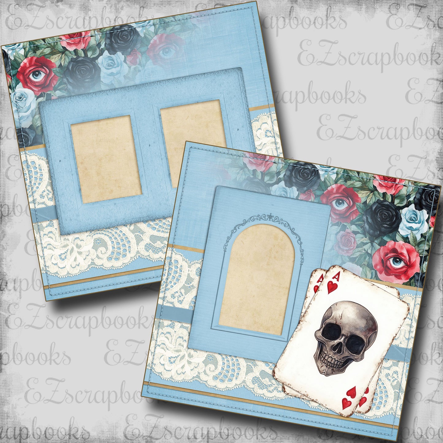 Haunted Alice Skull Cards - Scrapbook Layout - 25-846