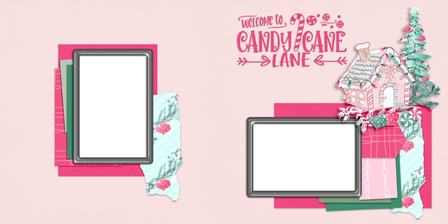 Candy Cane Lane - EZ Digital Scrapbook Pages - INSTANT DOWNLOAD