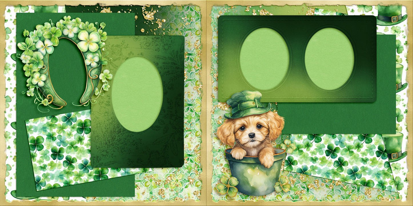 St Patrick's Day - Set of 5 Double Page Scrapbook Layouts - 25-1028