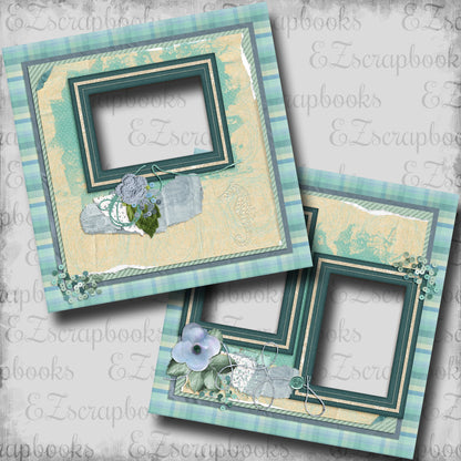 Beachy Seahorse - EZ Digital Scrapbook Pages - INSTANT DOWNLOAD