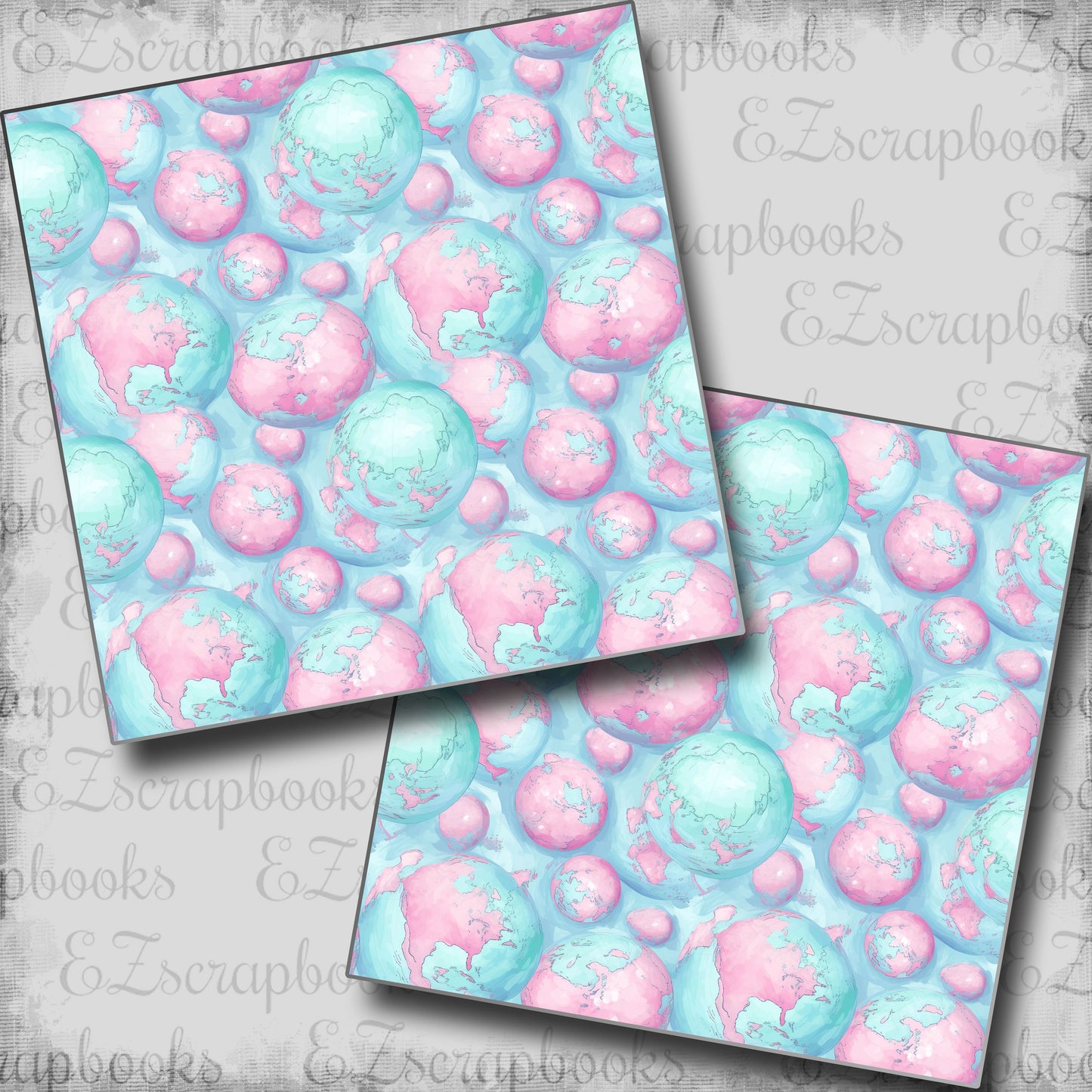 Pastel Travel Globes - Scrapbook Papers - 24-376