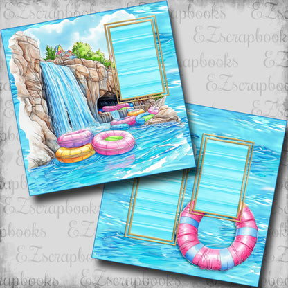 Waterpark Waterfall - Scrapbook Layout - 25-762