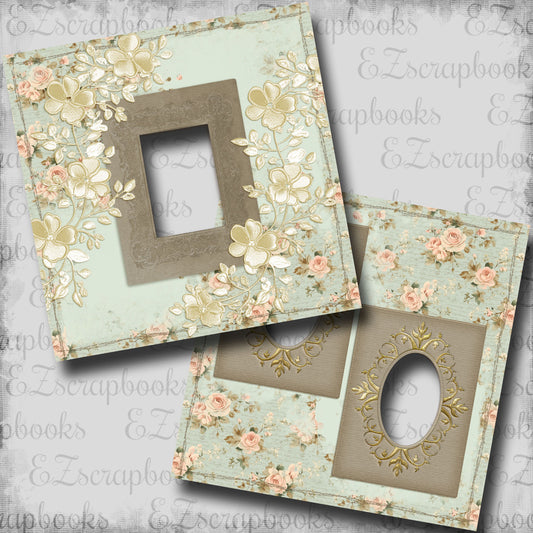 Floral & Lace Green - EZ Digital Scrapbook Pages - INSTANT DOWNLOAD