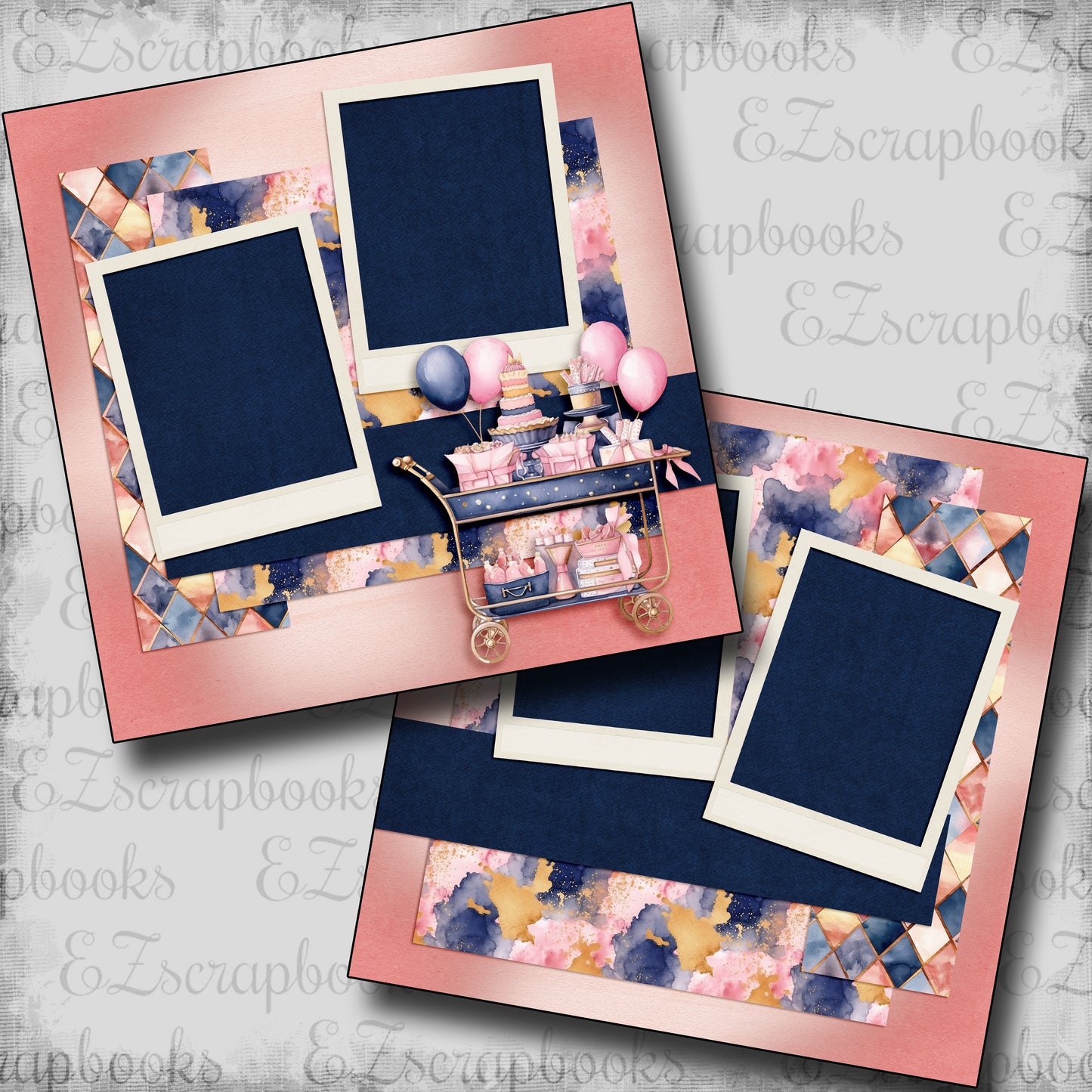 Pink Navy Birthday Cart - 24-060