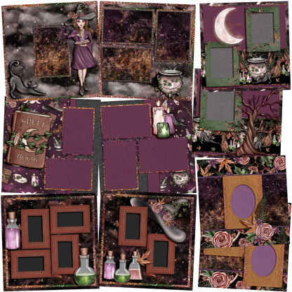 Woodland Witch - Set of 5 Double Page Scrapbook Layouts - 1808