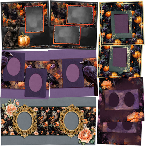 Rococo Halloween - Set of 5 Double Page Layouts - 1810