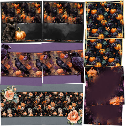 Rococo Halloween NPM - Set of 5 Double Page Layouts - 1811