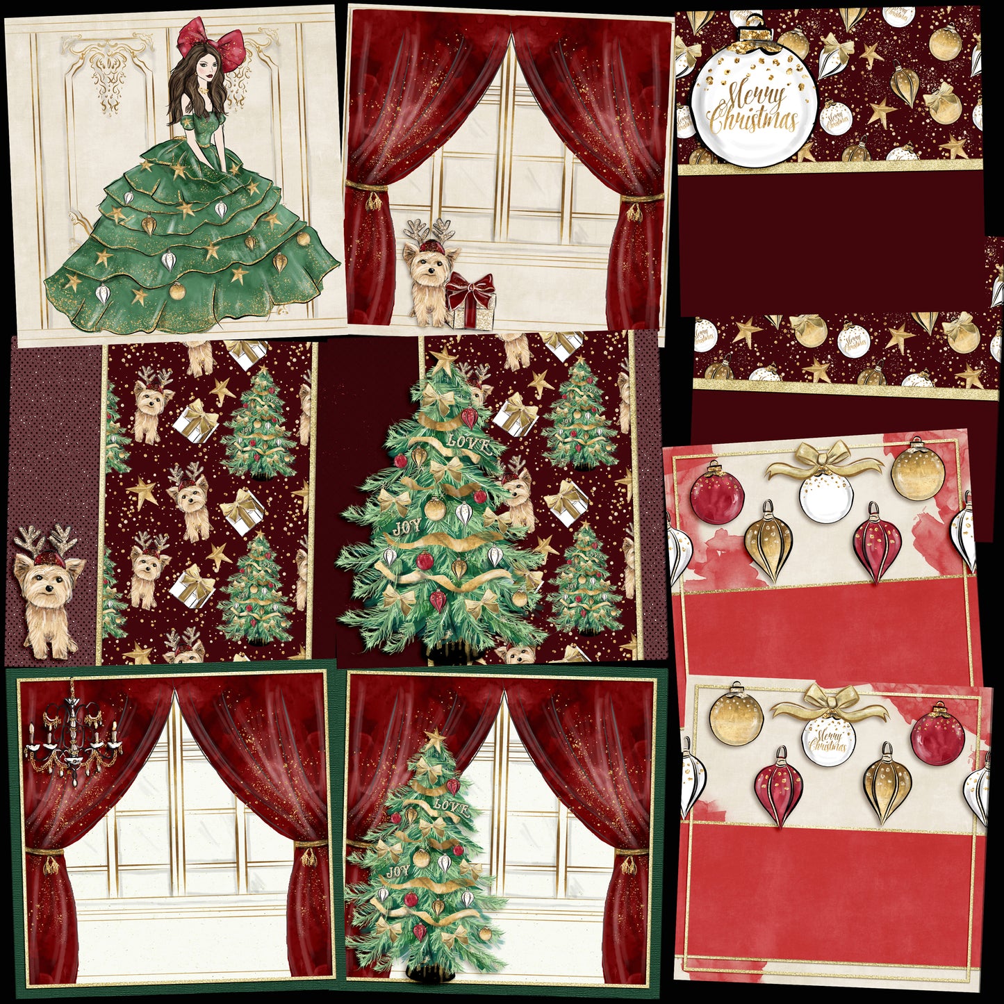 Christmas Glam NPM - Set of 5 Double Page Layouts - 1831