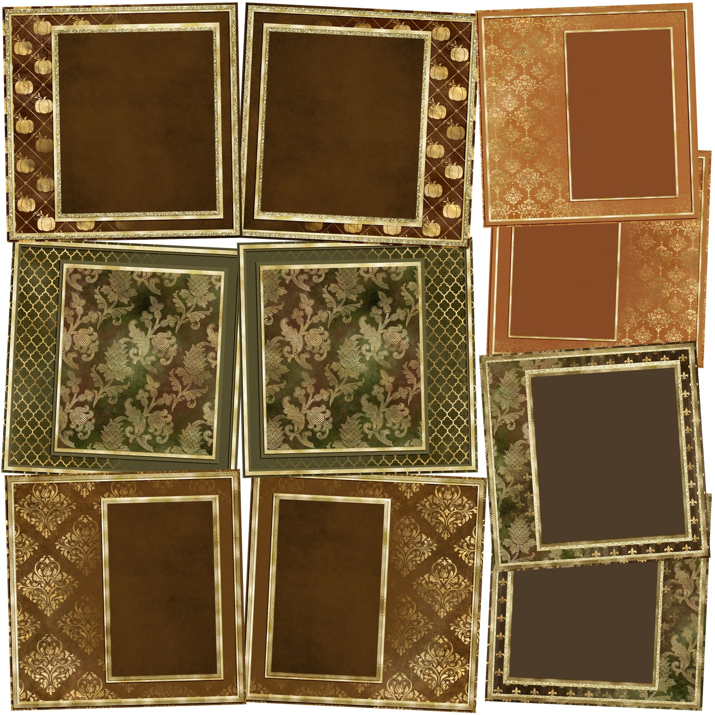 Golden Elegance Thanksgiving NPM - Set of 5 Double Page Scrapbook Layouts - 1836