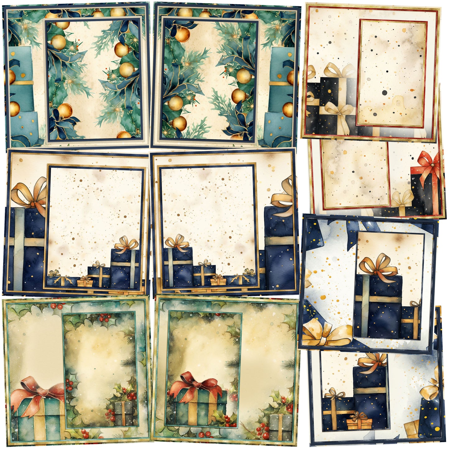 Christmas Gifts Background Pages - Set of 5 Double Page Layouts - 1855