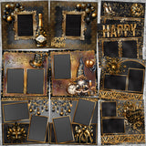 Black & Gold New Year - Set of 5 Double Page Layouts - 1858