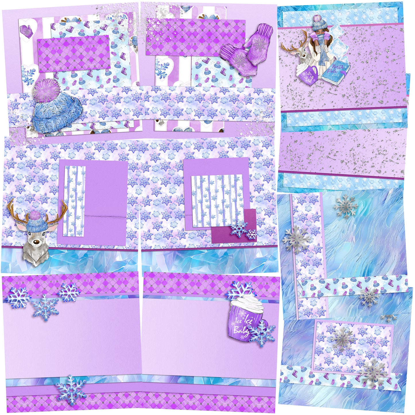 Ice Ice Baby - EZ Background Pages -  Digital Bundle - 10 Digital Scrapbook Pages - INSTANT DOWNLOAD