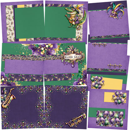 Mardi Gras Mix NPM - Set of 5 Double Page Layouts - 1891