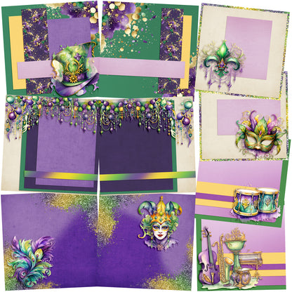 Mardi Gras Celebration NPM - Set of 5 Double Page Layouts - 1893