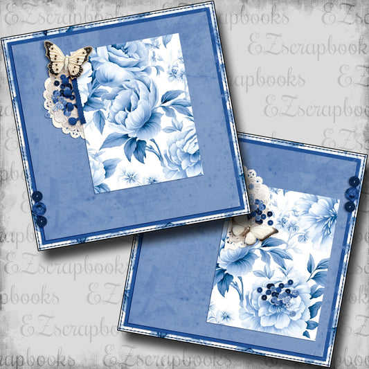 Beautiful Blues Butterflies NPM - Scrapbook Layout - 24-691