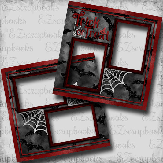 Trick or Treat Red & Black - EZ Digital Scrapbook Pages - INSTANT DOWNLOAD