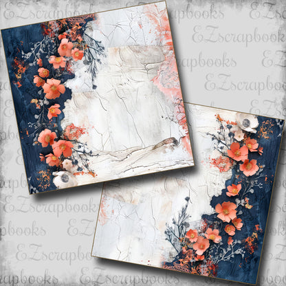 Navy Peach White Crackel NPM - Scrapbook Layout - 25-492