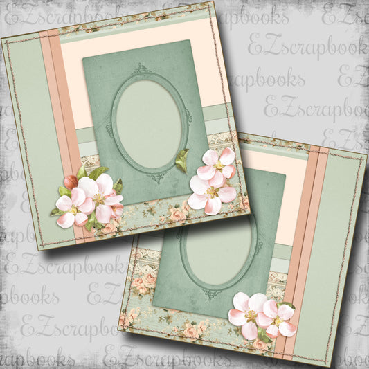 Floral & Lace Peachy Green - Scrapbook Layout - 25-566