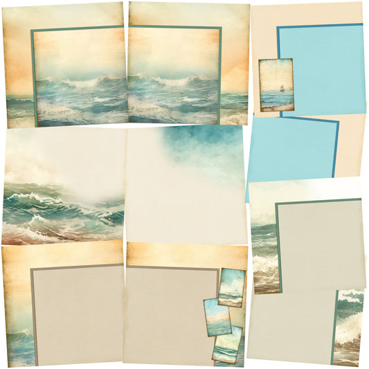 Beach Waves NPM - Set of 5 Double Page Layouts - 1906