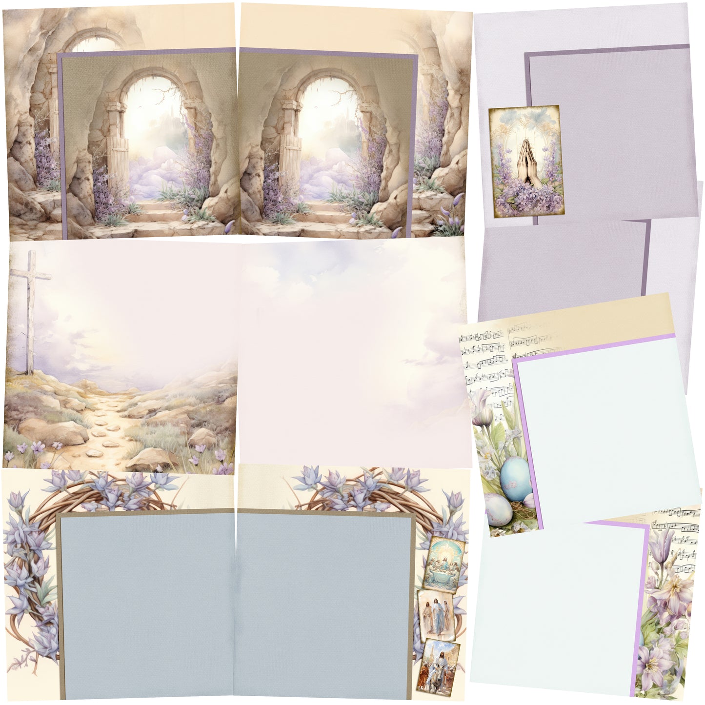 Lavender Easter EZ Background Pages -  Digital Bundle - 10 Digital Scrapbook Pages - INSTANT DOWNLOAD