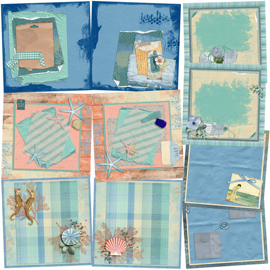 Beachy NPM - Set of 5 Double Page Scrapbook Layouts - 1987