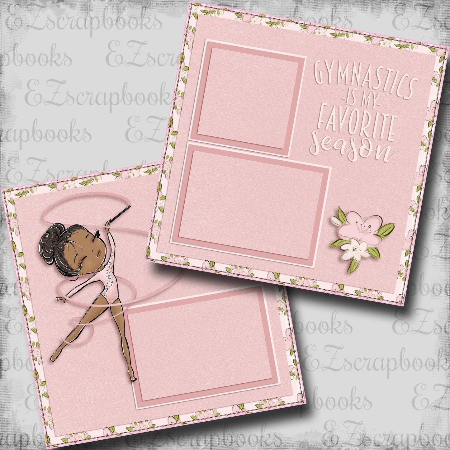 Gymnastics Season African American - Scrapbook Layout - 24-626