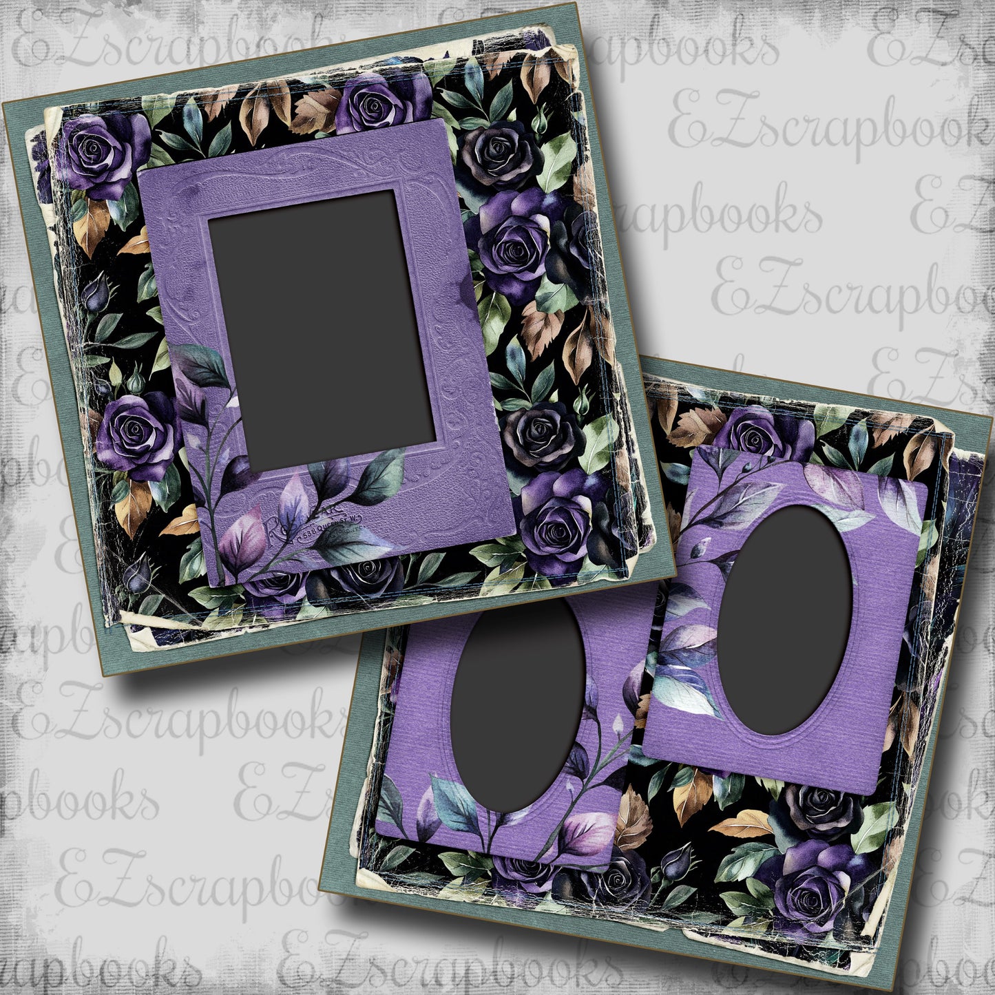 Twilight Flowers - Scrapbook Layout - 25-830