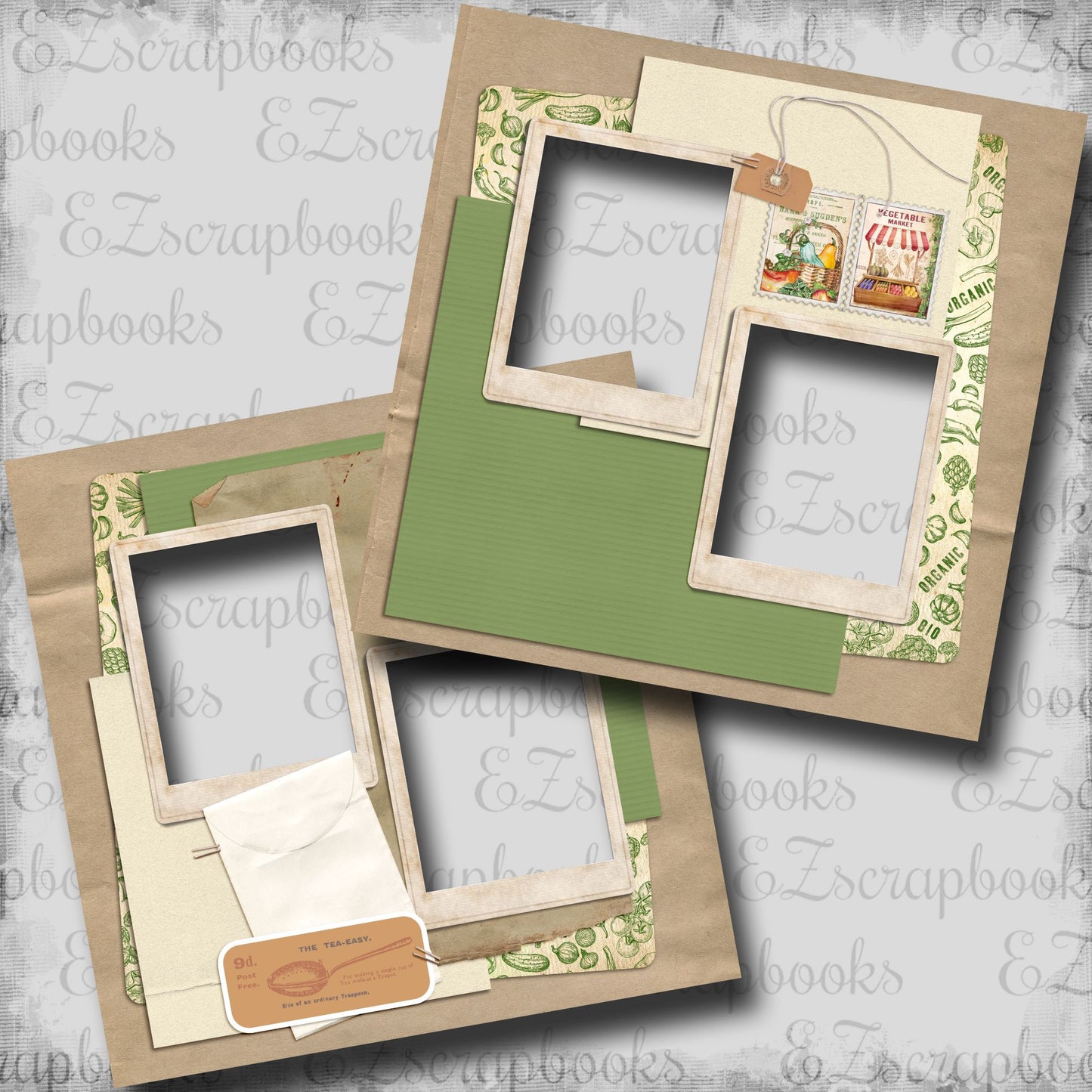 Tea-Easy - EZ Digital Scrapbook Pages - INSTANT DOWNLOAD